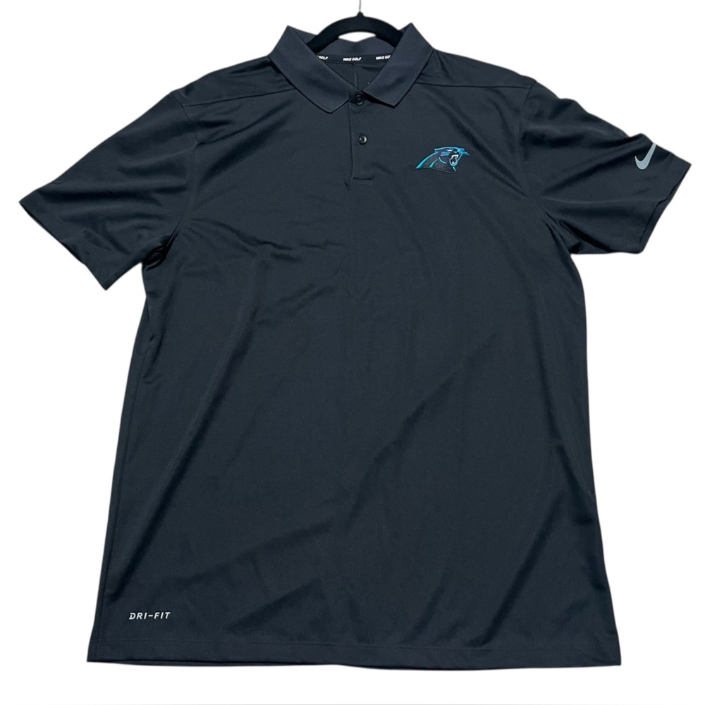 Nike Dri-FIT Carolina Panthers NFL victory Polo shirt black size medium football - Picture 1 of 14